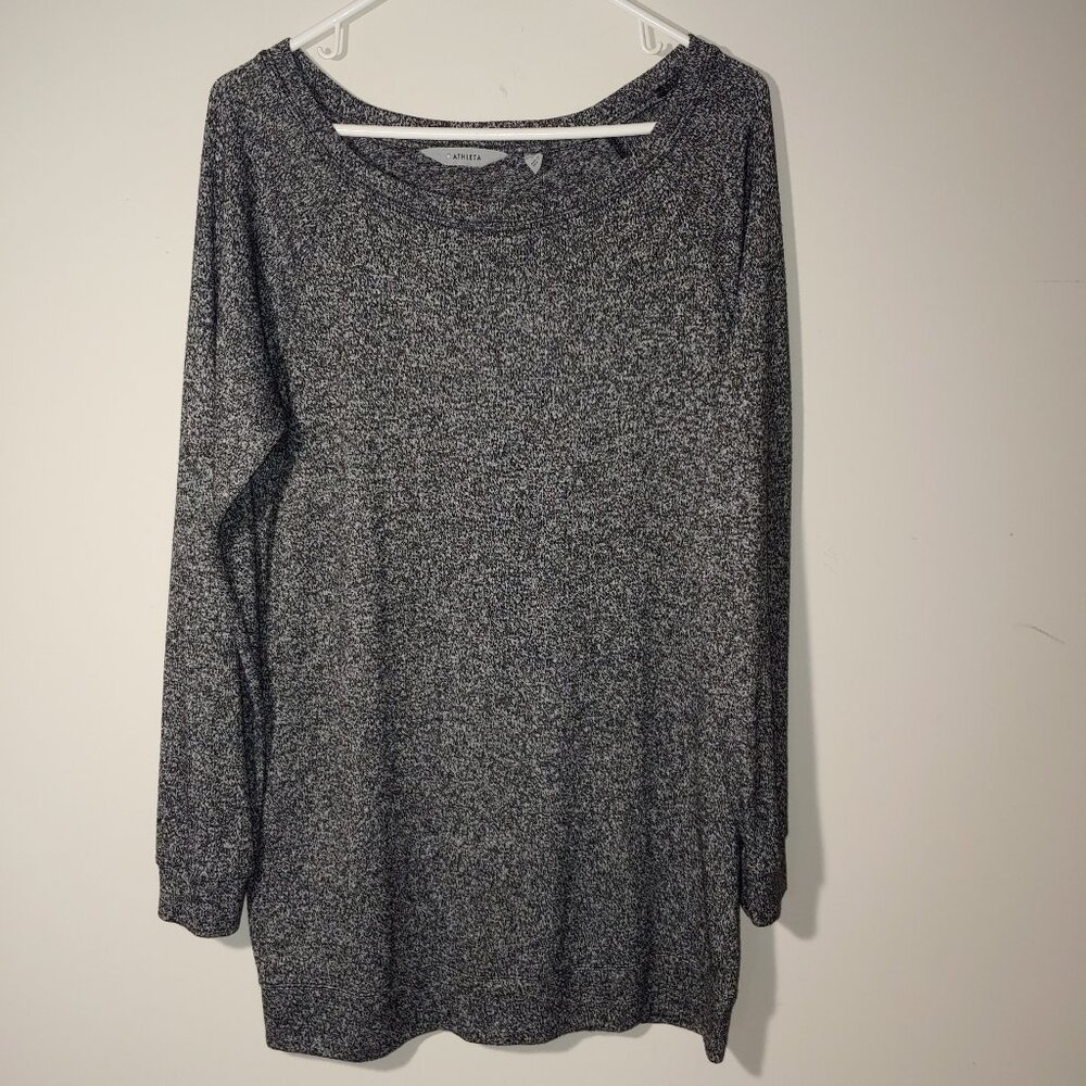 Athleta Long Sleeve Scoop Neck Athletic Yoga Top Size M Gray Marled